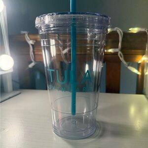 Tula Clear Plastic Tumbler with Teal Straw